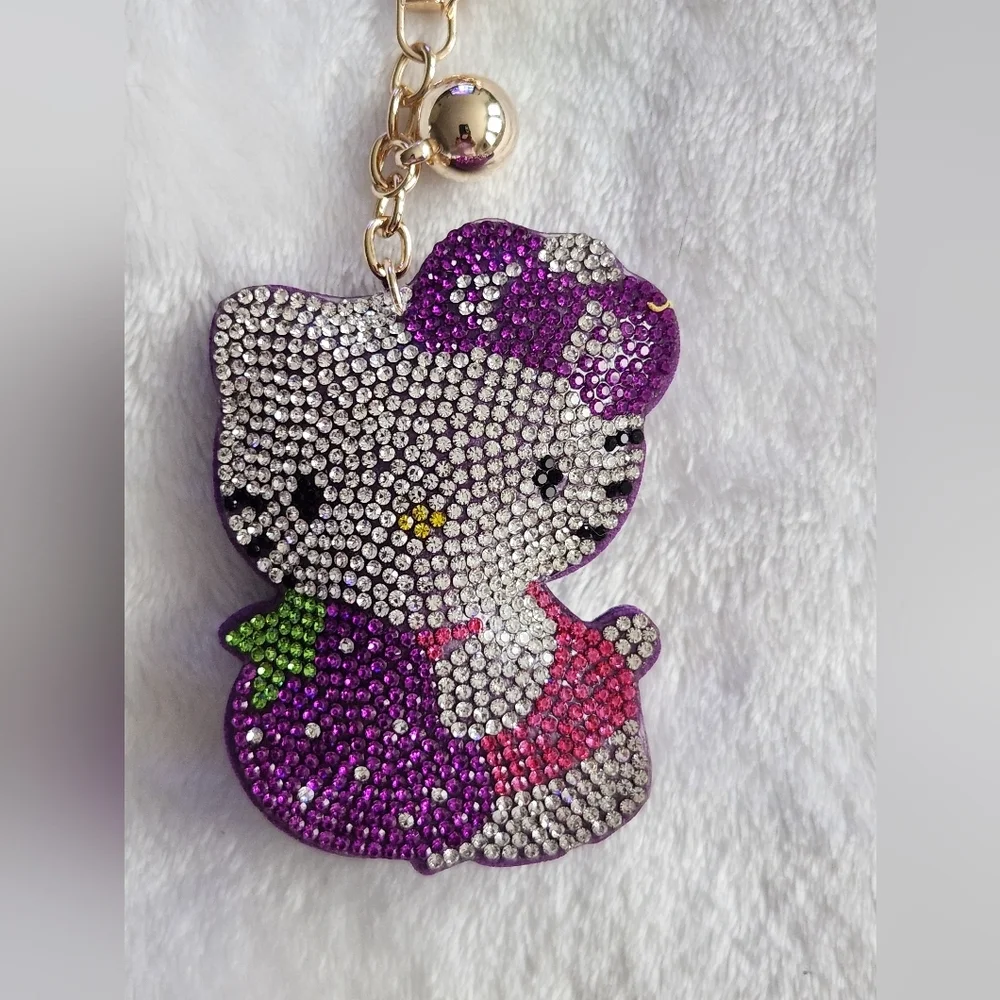 Hello Kitty Rhinestone Berry Keychain Bag Charm